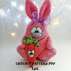 Crochet Bunny and carrot, crochet pattern PDF
