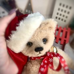 Christmas teddy bear/teddy bear handmade/Christmas gift/cute teddy bear/plush toy/mohair teddy bear/collection teddy toy