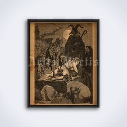 Black Mass 1862 illustration, ritual, witch, witchcraft printable art, print, poster (Digital Download)