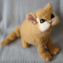 Knitted cat toy, Plush cat doll, knitted kitten, realistic cat