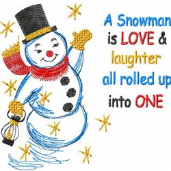 Snowman Is Love embroidery design Christmas winter pattern DIGITAL files for machine embroidery 3 sizes