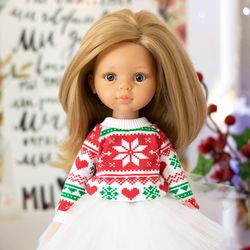 Christmas sweatshirt for Paola Reina doll, Siblies, 13" doll clothes, Christmas costume for dolls, Christmas outfit