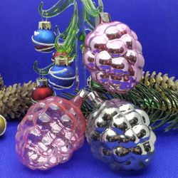 Soviet Antique Christmas tree toys Pine Cones. Glass Xmas toys