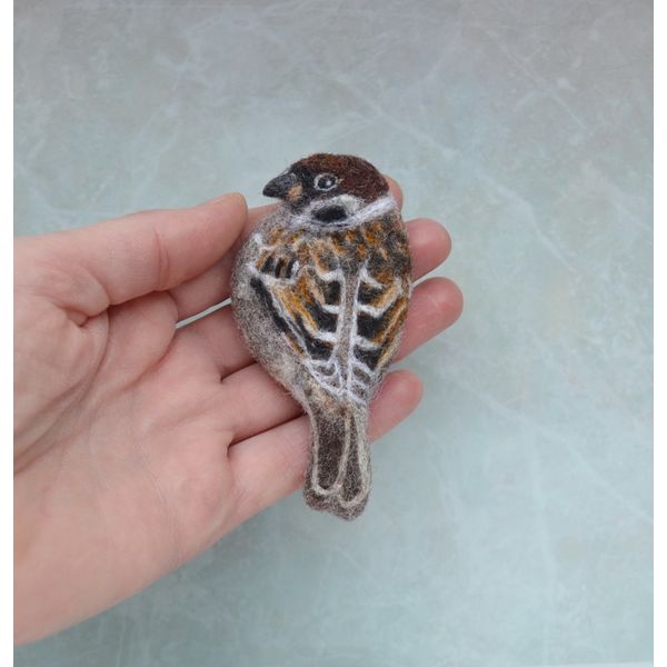 Needle felted sparrow bird brooch for women (3).JPG