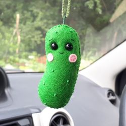 Pickle, Felt ornaments, Car accessories for teens, Car mirror hanging accessories, Fake food, Foodie gift, Car guy gift