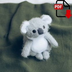 Baby Koala knitting pattern. Australian bear DIY knitting tutorial. English PDF.