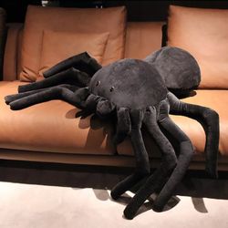 black spider plush toy pillow