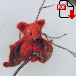 Betty Bat knitting pattern. Knitted Halloween bat step-by-step tutorial. DIY Halloween decor. English and Russian PDF.
