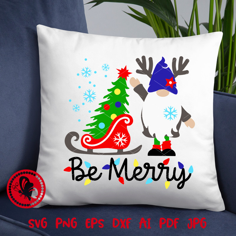 Be merry Gnome Tree clipart print.jpg