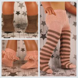 Set of knitted tights and socks for dolls