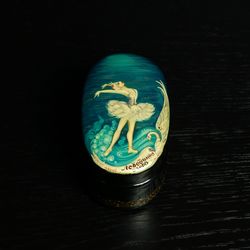 Small ballerina swan lacquer box hand-painted ballet miniature art