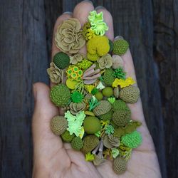 Set of miniature corals shades of green, tiny corals for diorama, resin art or dollhouse aquarium