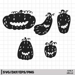 Halloween Pumpkin Character Face Silhouette Svg Dxf