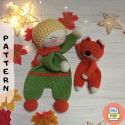 Crochet Little Prince Baby Lovey and Mini Fox  Amigurumi Tutorial PDF, Doll and Animal Crochet Pattern (ENG) & (FRA/FR)