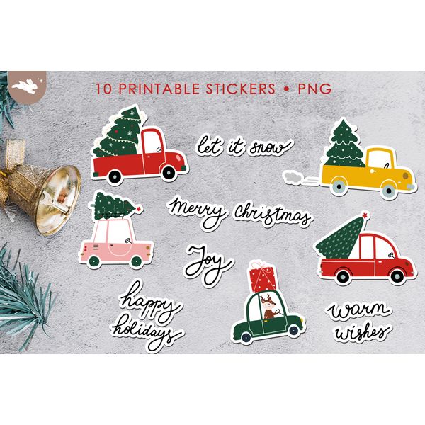 Christmas trucks digital stickers1.jpg
