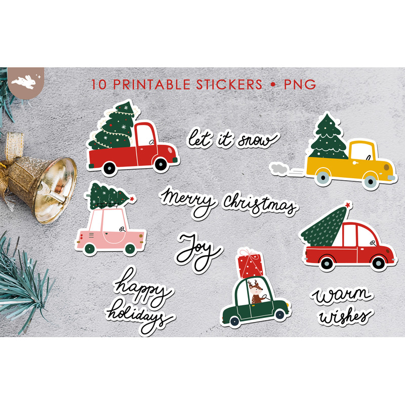 Christmas trucks digital stickers1.jpg