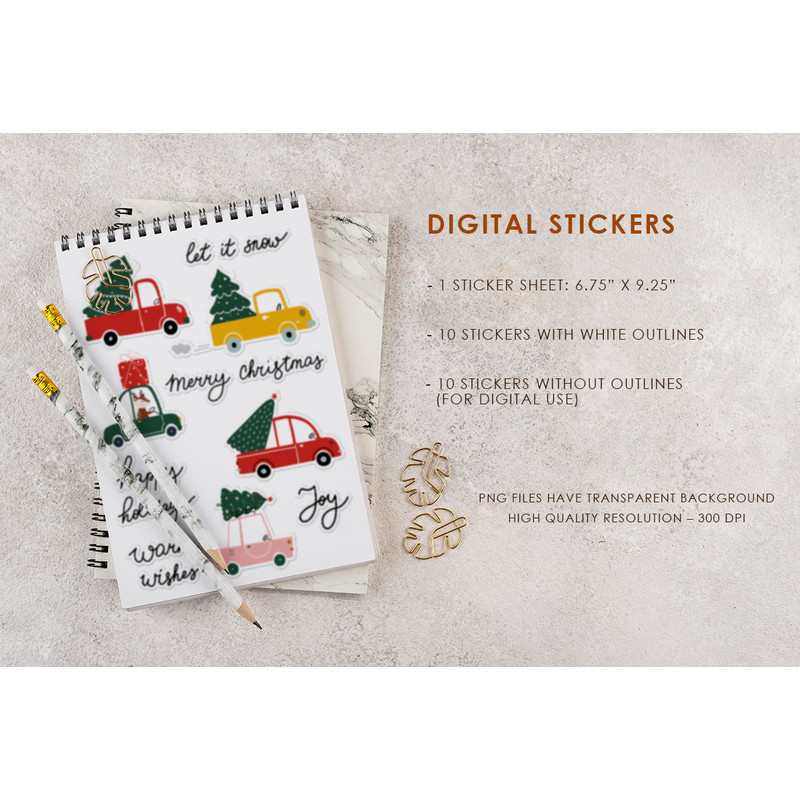 Christmas trucks digital stickers2.jpg
