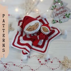 2-in-1 Santa Baby Lovey And Rattle Crochet Patterns PDF, Crochet Comforter And Amigurumi Rattle For Newborn Gift