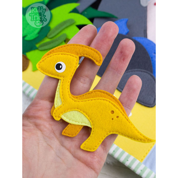yellow felt dinosaur