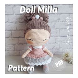 Pattern crochet baby doll Milla. Cute crochet girl. Easy Pattern crochet doll.