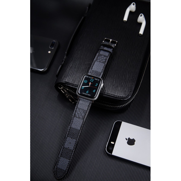 lv leather strap for apple watch