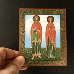 Zachariah the Prophet and St Elizabeth  |  Silver foiled lithography mounted on wood | Size: 5 1/4" x 4 1/2"