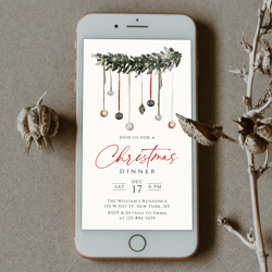 Online Christmas Invitation Template, Digital Christmas Invitations, Electronic Christmas Party Invitation Download
