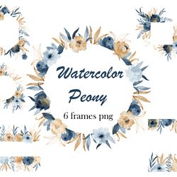 watercolor frames, floral frame clipart.