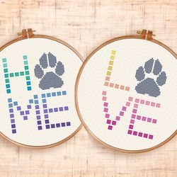 Home cross stitch pattern Pet lover gift Dog cross stitch Love Paw cross stitch PDF