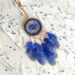 Keychain dream catcher handmade. For keys, for a bag, for a car.  Personalized keychain . Keychain with lapis lazuli