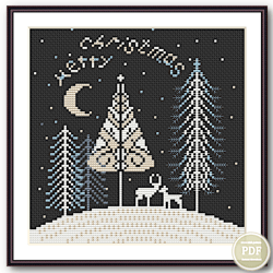Merry Christmas Sampler Cross Stitch Pattern PDF -Santa's Deer - Winter Sampler PDF Cross Stitch Pattern 239