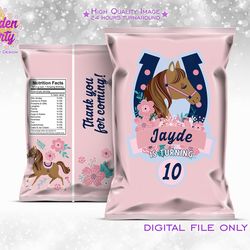 Saddle Up theme chips bag, Cute horse party, Saddle Up birthday, Saddle Up chips pouch, Saddle Up label