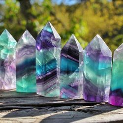 Stone Crystal Fluorite Obelisk Charm Amulet Quartz Rock Crystal Magic Transparent Chakras Healing Wicca Witch Gift