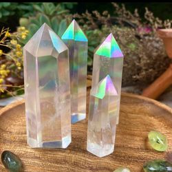 Obelisk Aura Quartz Clear Rainbow Stone Crystal Meditation Divination Magic Chakra Healing Incense Altar Decor Gift Witc