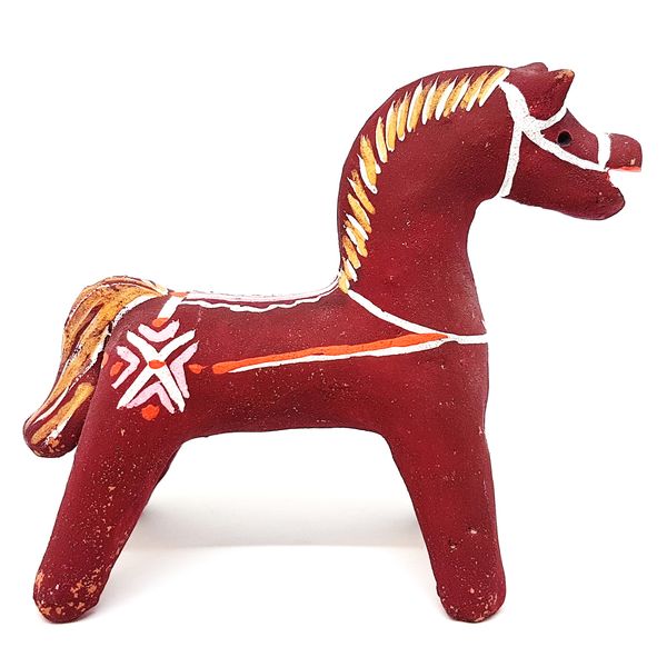 1 Vintage USSR  Painted clay figurine HORSE Russian folk crafts KARGOPOL Clay Toy Handmade 1970s.jpg