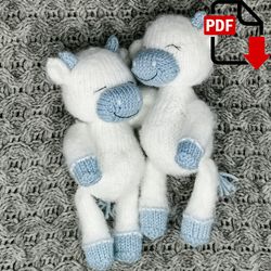 Cute calf Ronnie knitting pattern. English and Russian PDF.