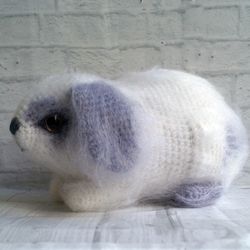 Crochet holland bunny, realistic stuffed rabbit, crocheted dutch rabbit, realistic dutch rabbit, grey fluffy rabbit