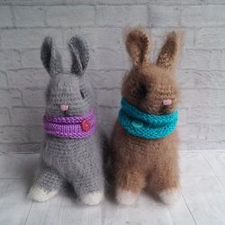 Crochet  rabbit, Amigurumi Rabbit, Realistic rabbit, grey rabbit, brown rabbit