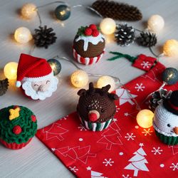 Christmas cupcakes toy set, winter decor, handmade Christmas gift, dirls gift, boys gift