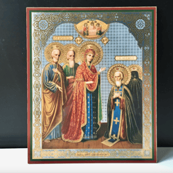The Apparition of the Mother of God to St Sergius of Radonezh |  Lithography mounted on wood | Size: 8 3/4"x7 1/4"
