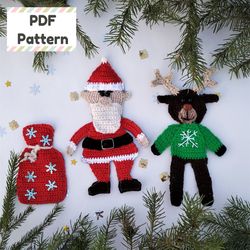 Santa applique crochet pattern, Christmas reindeer crochet pattern, Reindeer applique crochet pattern, Christmas pattern