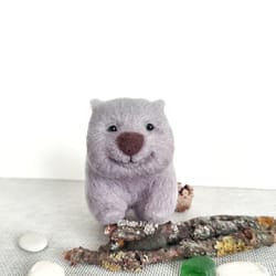 needle felted wombat collectible toy