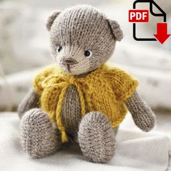 Knitting bear pattern PDF. Amigurumi tutorial.