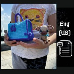 PDF Crochet cat in a carrier bag pattern, Amigurumi cat pattern