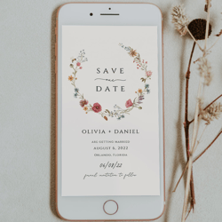 Wildflower Save the Date Template Electronic Save the Date Invite Save the Date Evite Save the Date Digital Mobile Phone