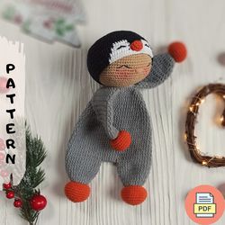 Penguin Baby Lovey Crochet Pattern PDF, Crochet Sleeping Doll For Baby, Stuffed Bed Toy Amigurumi Crochet Pattern