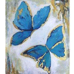 Butterfly Painting Large Wall Art Original Painting Colorful Butterfly Art Insect Artwork 27.5" by 23.5" by TimPaintings