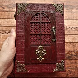 Purple door journal handmade Grimoire journal for sale Turqouise spell book aged paper