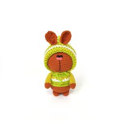 red rabbit in a hat is a symbol of 2023, bunny christmas gift, interior toy