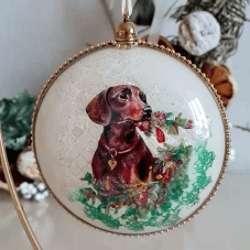 Dachshund unique Christmas ornaments Flat ornaments Collectible pet ornament Art ornament in gift box Dog ornaments